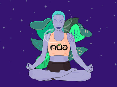 Nua digital illustration essential oils girl illustration illustration illustration art leaves meditation plants space vector illustration yoga yoga pose zen