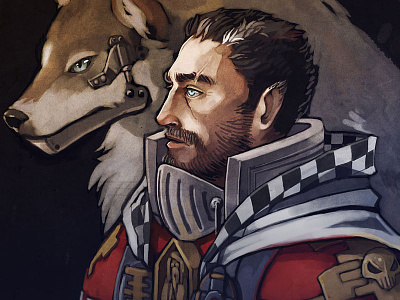 Manus the Wolf 40k fantasy illustration paintchat painting pchat wolf