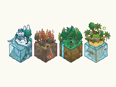 Four Seasons cube graphic illustration new zealand vector
