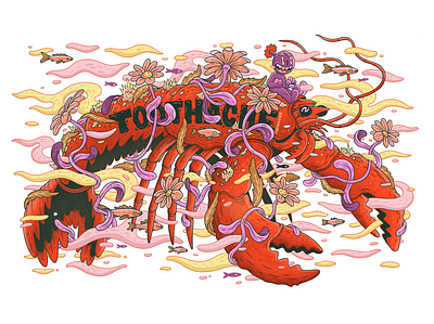 Lobster character drawing illustration lobster magazine sketchbook t shirt
