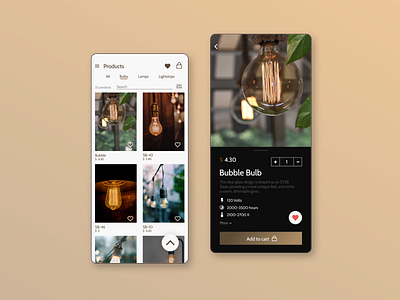 Swan Bulb Store App Ui