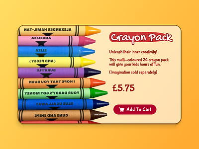 Kids Crayon Product Card crayon friendly fun happy playful product card shift nudge