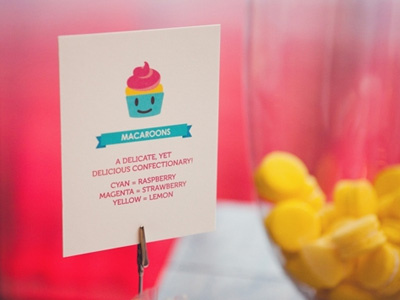 CMYK wedding theme dessert cards