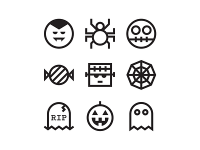 Trick Treep Halloween Icons candy frankenstein ghost gravestone halloween icons pumpkin skull spider spider web tombstone vampire