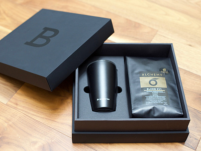 Braintree Powers Retail gift black on black coffee merchant gift tone on tone