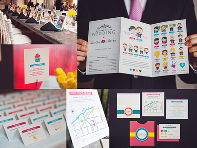 CMYK Wedding Event Design branding characters day of planning escort cards event food cards illustration invications map card rsvp save the date table numbers vector wedding