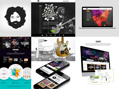 Jerry Garcia Website branding characters custom experience guitars hand drawn type illustration jerry garcia mobile story the grateful dead the parking lot timeline tour typeography vector