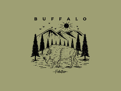 BUFFALO adventuredesign clothing design clothingbrand design illustration logo merch merch design outdoorapparel vintage design