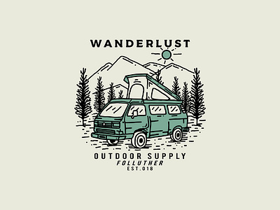 WANDERLUST adventuredesign apparel apparel design branding clothing design clothingbrand design illustration logo merch merch design outdoorapparel vintage art vintage design