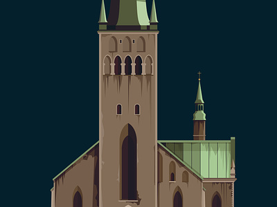 St Olaf of Tallinn architechture design illustration vector