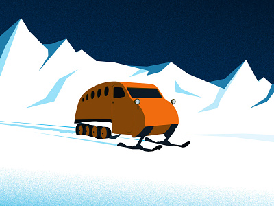 Old snowmobile digital art illustration vector
