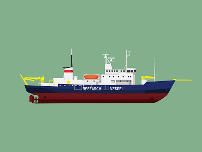 Research Vessel digital art flat illustration minimal vector