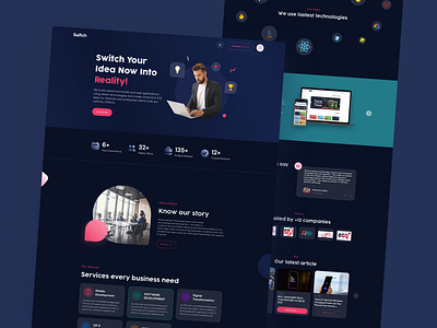 Switch Business Solutions - Dark mode illustration landing ui uidesign web website