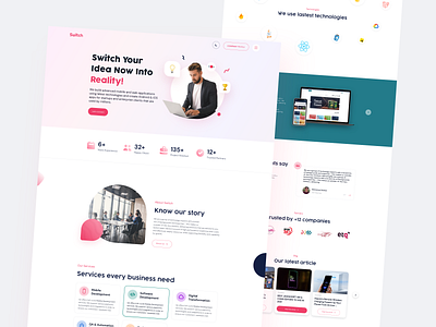 Switch Business Solutions - Light mode illustration landing ui design uiux ux design web website