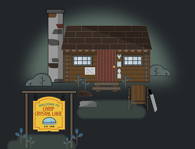 Crystal Lake Cabin design graphic design illustration vector