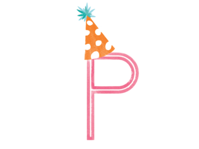 P for Party illustration lettering