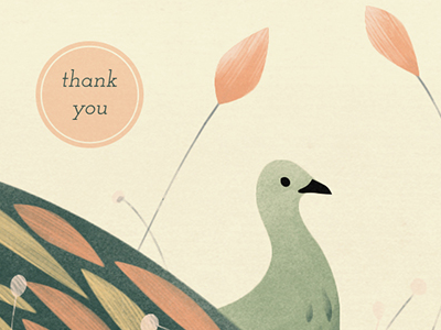 And P for Peacock - Thank You card greeting card illustration