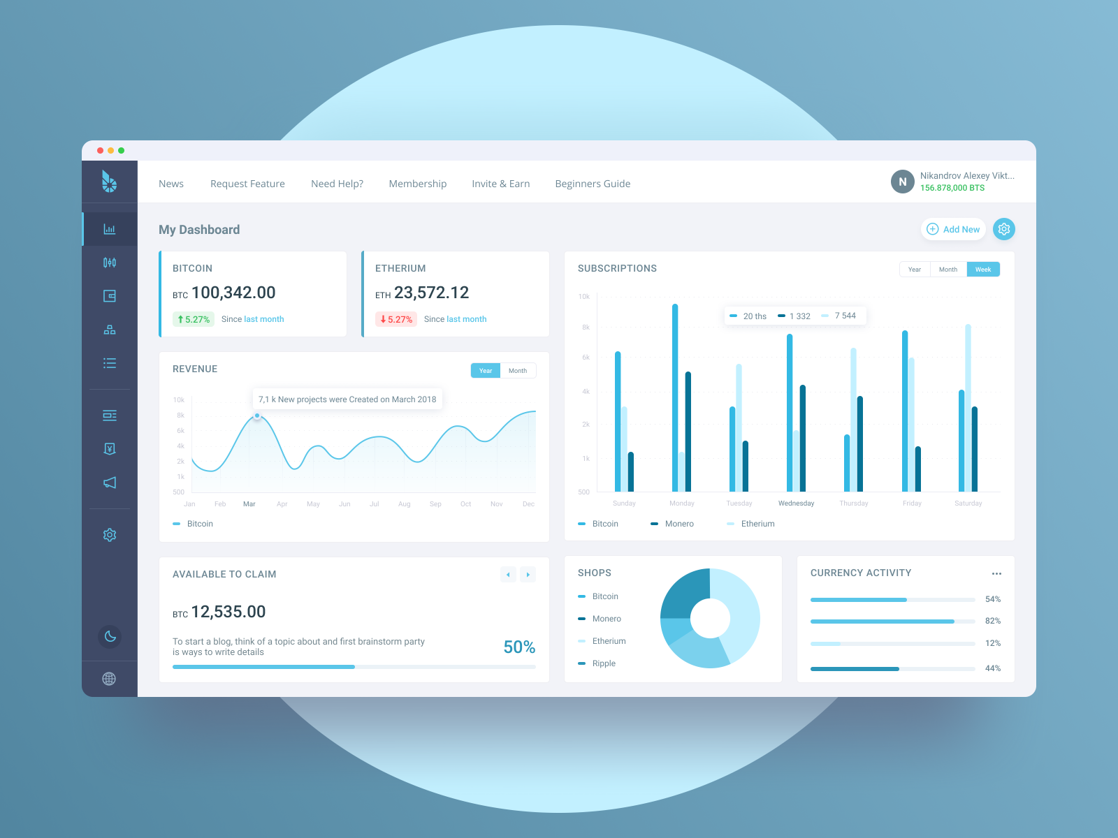 Bitshares — cryptocurrency platform (dashboard screen) by ...