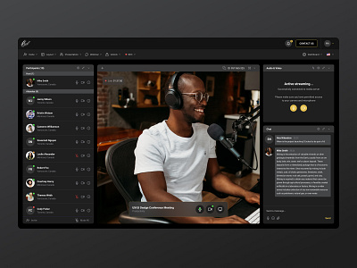 Live Streaming Platform app black clean courses creative dark dashboad design interface saas skype streaming ui ux video web app webinar zoom