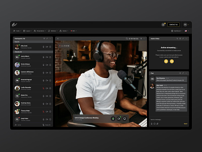 Live Streaming Platform app black clean courses creative dark dashboad design interface saas skype streaming ui ux video web app webinar zoom