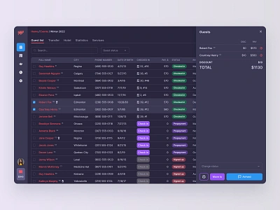 Private CRM system for event management airtable cells chart clean column crm dark theme data database excel interface list notion numbers saas spread sheet spreadsheet table tables web application