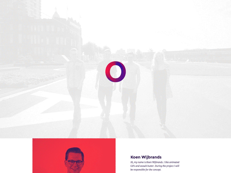 Hopscotch team page about agency landing pink project school semplice team