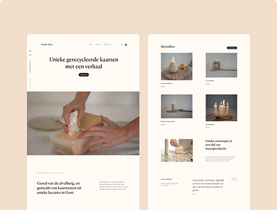 Studio Miso — Recycled Candles beige candle design font landing minimal shop shopify theme web