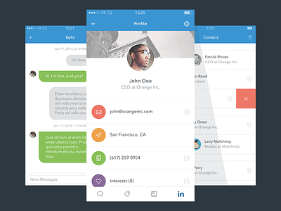 Loopd iOS App app apple business chat design flat ios linked in profile ui