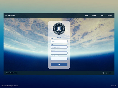 Space Force Sign Up 100 days of ui dailyui 001 ui web design