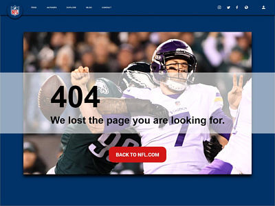 NFL 404 Page 100 days of ui 100daychallenge dailyui dailyui 008 web web design