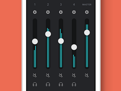 4 Track Mixer for iOS audio icons ios ios7 mobile music playback player recording slider ui ux