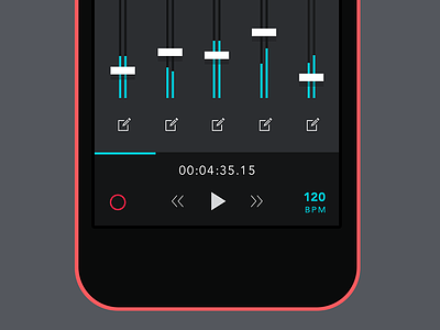 New Mixer UI audio icons ios ios7 mobile music playback player recording slider ui ux