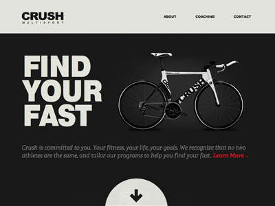 Crush Multisport black call to action homepage sans serif typography