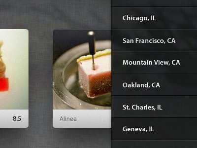 Foodie App - Search UI collection filter grid ios ipad list panel scope bar search swipe texture toggle ui ux