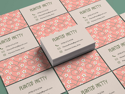 Planted Pretty business cards branding businesscards design graphic design illustration illustrator logo