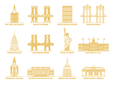 New York City Landmarks illustration monoline