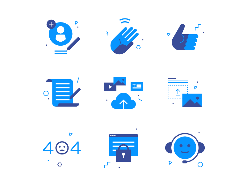 Tidl Icons I blue icon profile iconography hand support 404 upload flat geometric tidl icons