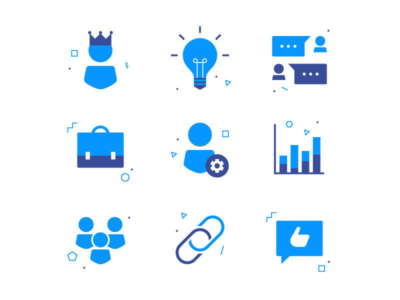 Tidl Icons II share group statistics job bulb tidl icons iconography icon geometric flat blue