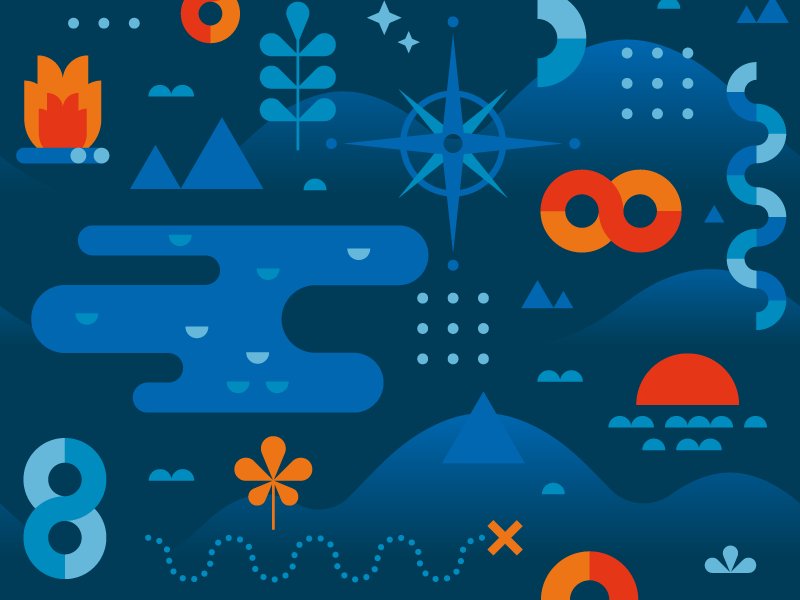 Outdoor Activity Pattern camp flat geometric outdoors nature illustration expedition mountains forest adventure wild pattern