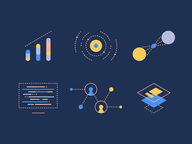 Coherent Software Illustrations geometric shapes minimal vector technology software flat geometric abstract illustrations