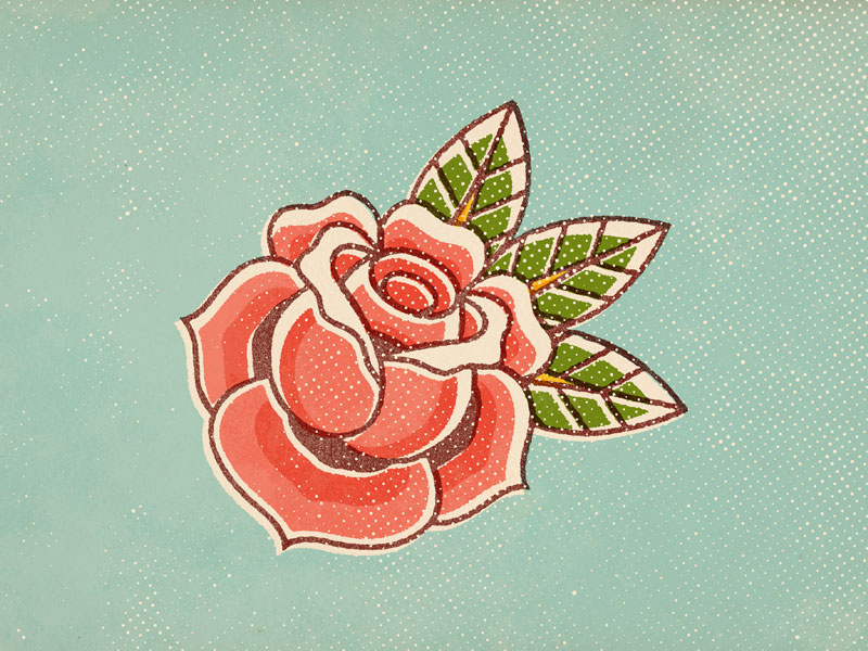 🌹 halftone vector flower retro vintage texture rose illustration