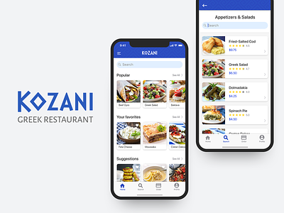Kozani Greek Restaurant App app app design branding concept food app graphic design greek iphone x ui ux