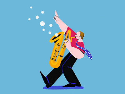 Saxophonist brand branding color draw drawing illustration illustrator jazz logo music procreate saxophone symbol vector