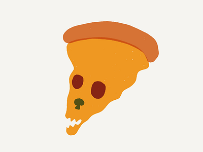 Pizza Skull illustration mushroom pepperoni pizza red sketch skull yellow