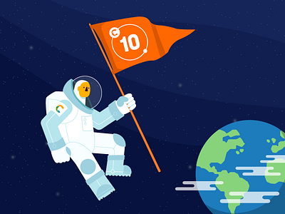 10 Years of Comalatech (Atlassian Europe Summit 2017) 10 years astronaut atlassian character comalatech flag space world