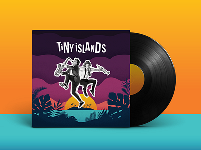 Tiny Islands Album art + Logo album art band blue brand design illustration jazz logo logotype music musician purple saxophone trumpet typography yellow
