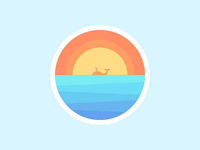 Sunset Whale flat illustraton sea sketch sun sunset vector whale