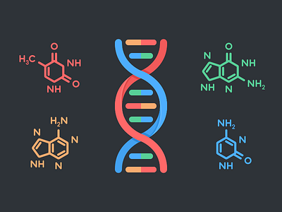 DNA biology dna flat formula helix hiko illustration science