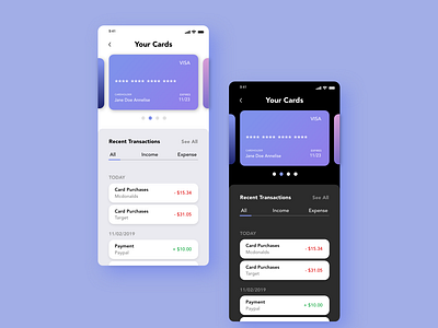 Finance App: Light vs Dark