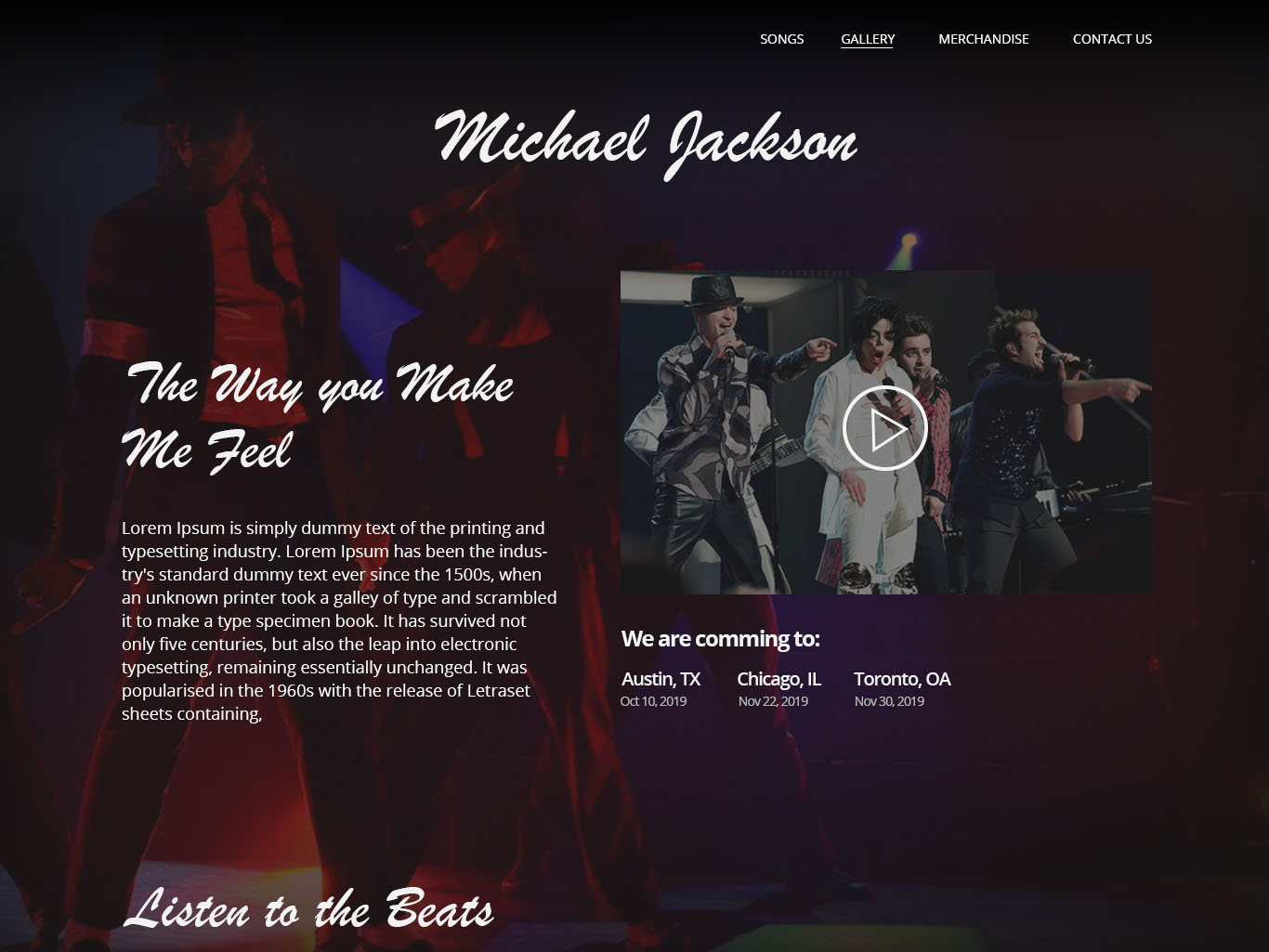 Michael Jackson - Singer Web Design by Shubh Sheth on Dribbble